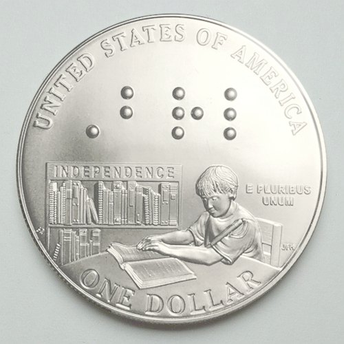 2009 UNITED STATES US Louis Braille Inventor Blind Deaf Silver $ Coin NGC  i89168